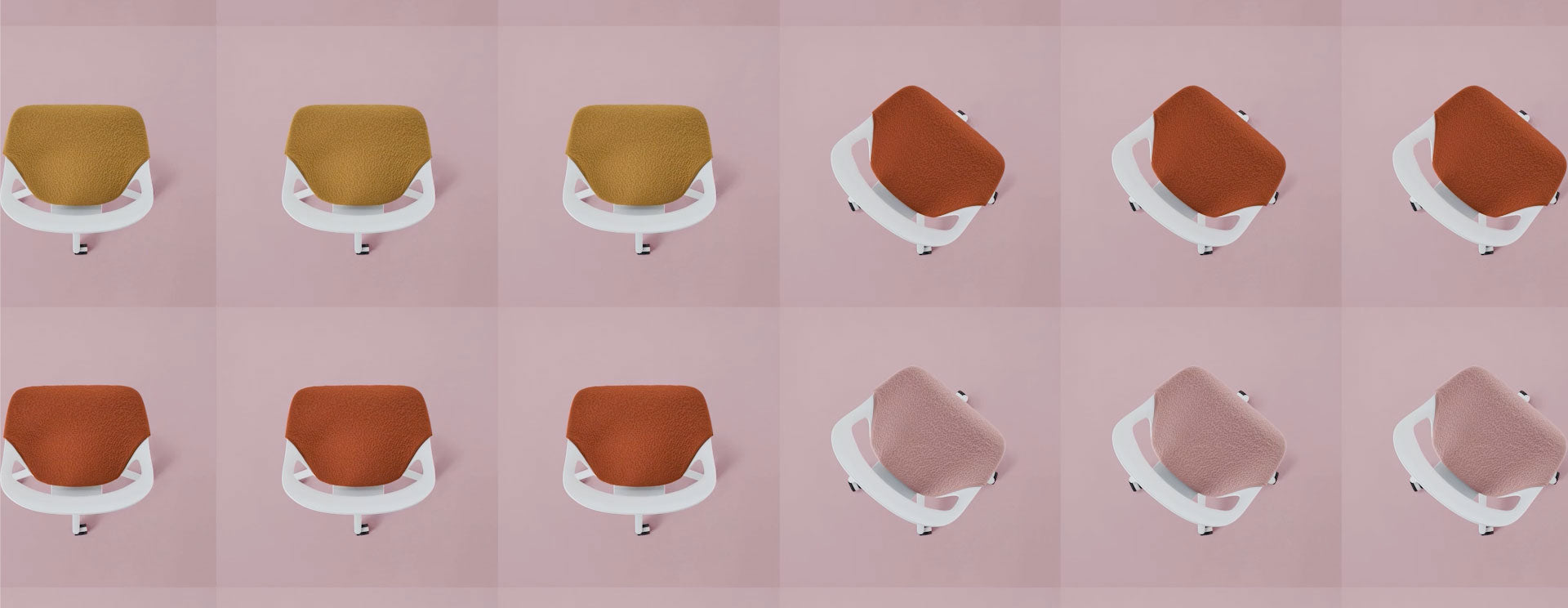 En lekfull och fängslande video som visar Herman Miller Zeph-kontorsstolen i en rad ljusa färger.