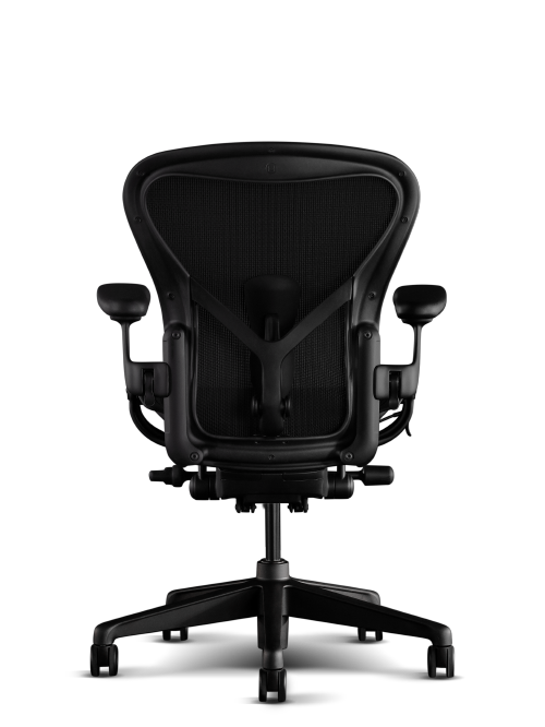 Bakifrån sett av Herman Miller Aeron gamingstol i onyx-svart
