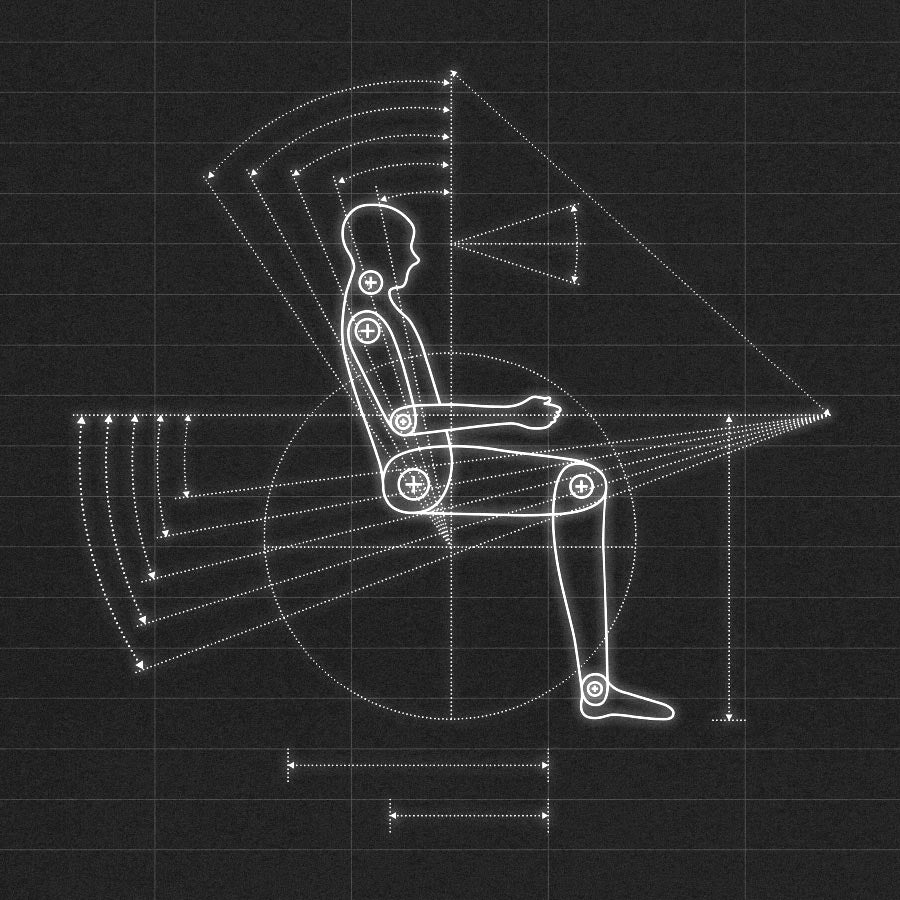 Mekanisk  diagram över en person i sittande ställning