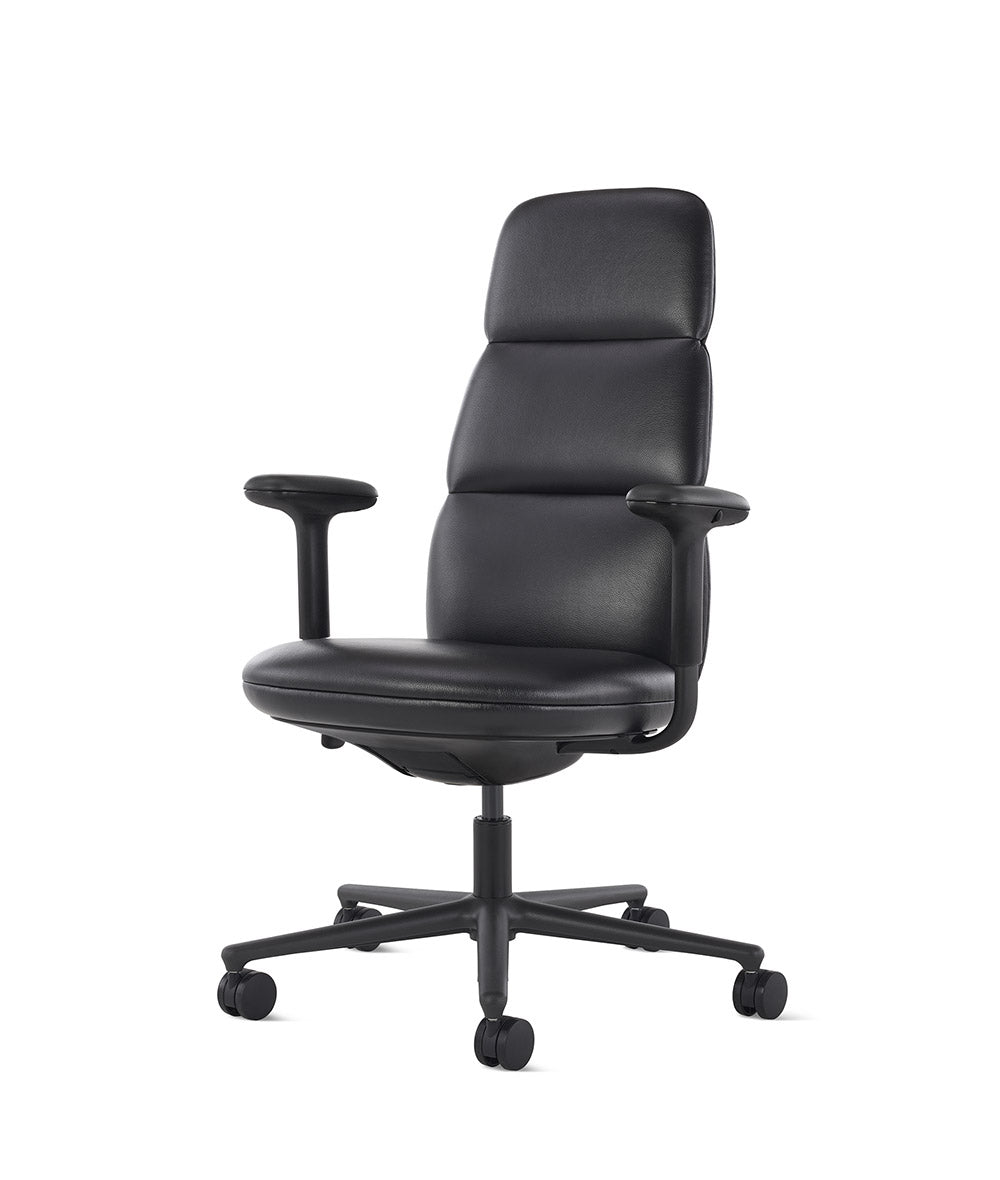 Asari Raven Svart Leather stol med hög rygg