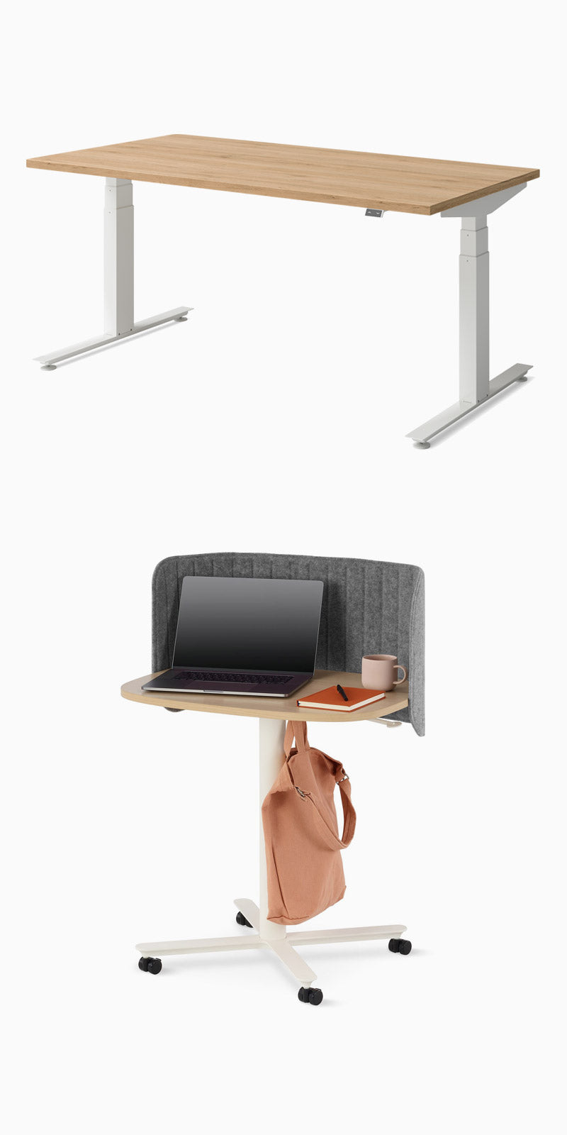 Ett Herman Miller Nevi ståbord och Passport sit-to-stand-bord